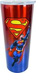 Spoontiques - Superman Stainless Travel Mug - Insulated Travel Mugs - Stainless Steel Drink Cup with Travel Lid and Sliding Lock - Holds Hot and Cold Beverages