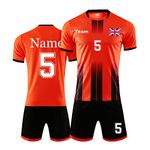 HDSD Personalised Football Shirt&Short for Men Women Boy Girl with Name Number Team Logo Custom Football Kit for Kids Adults Orange