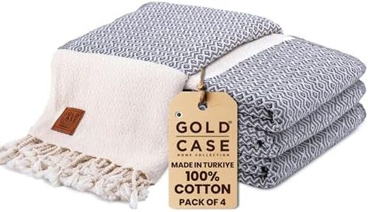 GOLD CASE Turkish Beach Towel Set of 4 – 100% Cotton Large Turkish Bath Towels 67 x 38'' – Zeus Extra Large, Quick Dry & Sand Free Towels – Peshtemal for Pool – Grey