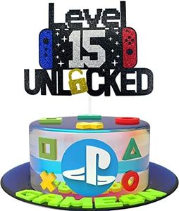 Happy 15th Birthday Video Game Cake Topper Level 15 Unlocked Cake Topper for Kids Boys Girls 15-Years-Old Birthday Party Decoration (15)