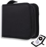 QHKLEW CD Bag, CD DVD Discs Storage Bag for 40 Discs, DVD Discs Storage Bag with Zip, Oxford Handbags, Folder for Storage, Space Saving for Car and Home, Black