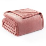 Exclusivo Mezcla Twin Size Soft Bed Blanket, 150 x 200 CM Fleece Velvet Blanket for Bed, Fluffy Blankets Bed, Warm, Cozy, Plush and Lightweight Dusty Pink Blanket