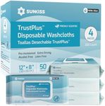 SUNKISS Trustplus Wet Wipes for Adult No Rinse, Extra Large 8”x12” Body Cleaning Washcloths for Elderly Incontinence & Cleansing, Fresh Scented, 200 Count (4 Packs of 50)