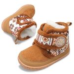 JOINFREE Baby Girls Ankle Boots Furry Warm Slippers Indoor Shoes for Baby Boys Brown 4-4.5 Infant