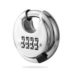 Rohuis Round Combination Lock, Uncuttable Combination Disc Padlock, 3/8 Inch Shackle Outdoor Combo Lock Discus Pad Lock for Storage Unit, Garages, Fences (1 Pack) Silver 1pcs