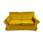 Loft 25 Velvet 2 Seater Sofa Cover | Indoor Living Room Sofa Slipcover | Replacement Covers Compatible for IKEA Ektorp Sofa | Thick Soft Washable Couch Protector (Tumeric, 2 Seater Sofa)