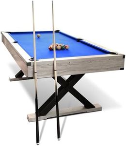 GarveeLife 7 FT Pool Table, Billiard Table with 2 Cue Sticks, Billiard Balls, Cues, Cleaning Brush, X-Legs, Black Cloth, Rustic Grey, 84" L x 46.5" W x 32.7" H