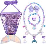 OSDUE Mermaid Bag Jewellery Gift, Mermaid Crossbody Bag Purse with Jewelry Set, Mermaid Princess Necklace Bracelet Rings Earrings, Princess Role Play Dress Up Jewelry Accessories Party Favors Gift