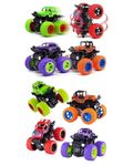 Exciting Pack of 4 Monster Trucks for Boys 3-7 Years Old, Friction Powered Car Toys, Durable High-Density Alloy and Non-Toxic Plastic, Non-Slip Tires for Educational Play (4)