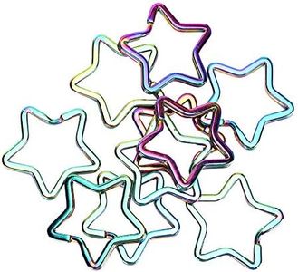 Fdit 10pcs Portachiavi Stella Portachiavi Colorati a Forma di pentacolo Portachiavi appesi Fibbia Anelli divisi Ciondolo Gioielli Fai da Te Borsa Forniture