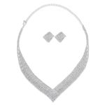 Shining Diva Fashion Latest Stylish Design Fancy Crystal Diamond Necklace Jewellery Set for Women (14973s)