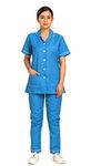 HOSPRIQS Nurse Uniform With Normal Length Half Sleeves Top With 2 Pockets Regular Fit Pant Two Side Pockets - Ideals for Hospital Staff/Clinics/Nanny Uniforms | Medium, Skyblue