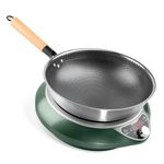 Abangdun Wok Induction Cooktop, 1700W 120V Portable Induction Burner Electric Stove Hot Plate Single Burner, Concave Wok Cooker with Non-Pulse Heating for Round-Bottom Wok and Flat Pans