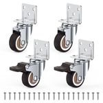 HOLKIE Side Mount Casters Wheels 1.25 Inch with Heavy Duty Thickened L-Shaped Plate Double Ball Bearing Swivel Casters Set of 4 Holding 100 LBS Ideal Wheels for Furniture,Planters,Small Tables