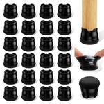 yomanta Upgrade 24 Pcs Chair Leg Floor Protectors – Silicone & Felt Furniture Leg Cover Pads for Hardwood Floors No Noise & No Scratch-Black,Round,Medium (Fits 0.95"-1.1")