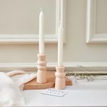 Denique Ceramic Candle Holders Set of 2, Creative Modern Knot Candlestick Holder Set, Table Centerpiece Taper Candle Holders Desktop Decoration for Home Decor, Wedding, Dinning, Party (Beige)