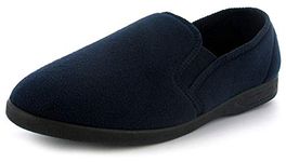 Knights Lynx Mens Moccasin slippers & Full fleece twin gusset gents mens slipper size 9 mens slippers size 8 Navy slip on comfortable cheap lightweight Navy 7 UK