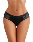 Avidlove Underwear for Women Sexy Lace Low Rise Hipster Floral Trim Bikini Panty Black