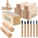 13 pieces Basswood Carving Blocks and 6 Carving Knives for Carving Blocks for Unfinished Carving Wood,Wood Blocks for Whittling Wood Carving for beginners, Children, adults, DIY, carved handicrafts