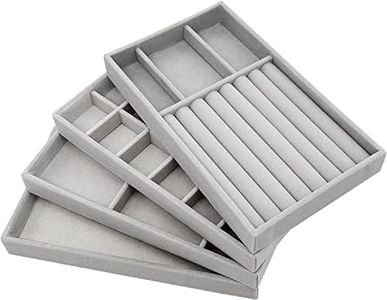 PIQIUQIU 4 bandejas apilables para joyas, organizador de joyas, cajón para guardar y presentar pendientes, collares, anillos (gris)