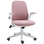 Vinsetto 360° Swivel Task Chair Breathable Fabric Computer Office Chair with Flip-up Arms and Adjustable Height, Pink