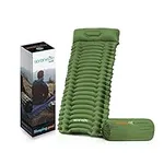 SereneLife Backpacking Air Mattress Sleeping Pad - Self Inflating Waterproof Lightweight Sleep Pad Inflatable Camping Sleeping Mat w/Carrying Bag - for Camping, Backpacking, Hiking SLCPG (Green)