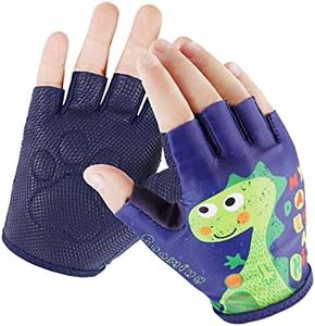 Kids Half Finger Gymnastics Gloves for Age 1-9 Boys Girls Climbing Biking Good Grip Control Gloves for Gymnastics Balance Boards Outdoor Sports (Blue, M)