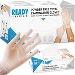 Ready First Aid - Disposable Vinyl Gloves, Medical Grade Powder-Free Latex-Free Nitrile-Free Ambidextrous Examination Gloves Non-Sterile, Multiple Purpose, Pack & Size (Medium, Pack of 100)