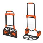 BLACK+DECKER ‎BXWT-H202-SP Folding Hand Truck with 90kg Capacity,Steel Portable Durable Dolly Trolley Cart with TPR Soft Hand Grip,Telescopic Handle and Bungee Cord,Orange and Black Colour(7x75x50 cm)