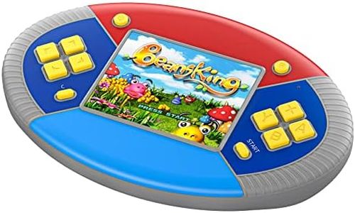 TEBIYOU Handheld Games for Kids Build in 218 Puzzle Leisure Video Games Portable Rechargeable Oval Colorful Gamming System with 3.0” LCD Boys Girls Birthday Christmas Party Gift (Gray)