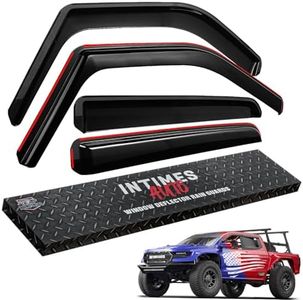InTimesAuto in-Channel Side Window Rain Guards for 2017-2024 Ford F-250 F-350 Super Duty and 2015-2020 Ford F-150 with SuperCrew Crew Cab, Smoked Black Window Deflectors Vent Visors, Set of 4