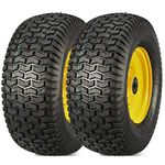 MaxAuto 2Pcs 16x6.50-8 Tire and wheel Replacement forJD Lawn Riding Mowers Garden Tractors, 4" Centered Hub with 1" Axle Bore,Yellow Rim