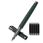 BOCIYER Luxury Fountain Pen Set,Medium Nib,Includes 10 Ink Cartridges&Ink Converter,Best Pen Gift Case for Men & Women,Office,Calligraphy, Journaling,Fancy pen-Green