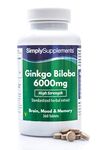 Ginkgo Biloba Tablets 6000mg | Supports Circulation and Mental Performance | Vegan & Vegetarian Friendly | 360 Tablets = Up to 1 Year Supply | Manufactured in The UK