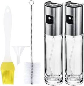 HORRAu 2PCS Olive Oil Spray Bottle, 100ml Glass Cooking Oil Sprayer Dispenser Mister for air Fryer, Kitchen, BBQ, Baking