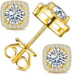 Moissanite Halo Square Stud Earring