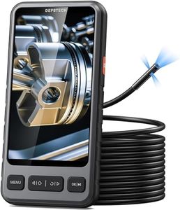 DEPSTECH Caméra Endoscopique Triple Objectif,Endoscope à Étanche IPS 5" avec lumière,Caméra Endoscopique HD 1080P,Vue sur Écran Partagé,Caméra de Plomberie pour Automobile,Mallette de Transport-5M