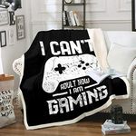 Gamepad Sherpa Blanket Gamer Gaming Fleece Throw Blanket for Kids Boys Girls White Joystick Plush Blanket Modern Game Controller Fuzzy Blanket for Sofa Bed,Single 50x60 Inch