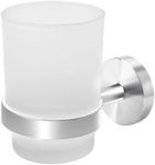 Joeji's Kitchen Stainless Steel Toothbrush Holder - Frosted Glass Cup - Wall Mounted