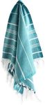 Cacala 100% Turkish Cotton Kitchen Tea Towels, Highly Absorbent Luxury Soft Quick Drying Dish Towel with Hanging Loop for Gym, Yoga, Bath, Sports, Cleaning and Kitchen (23 x 36), Aqua