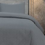 Linen Home - Charlotte Quilted Bedspreads King Size 245x260cm - 3Pcs Grey Quilted Throw Set Soft Microfiber Lightweight Coverlet with 2 Pillowcases 50x75cm for All-Season (Grey, 245x260cm)