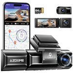 AZDOME M550 Dash Cam 3 Channel, Built in WiFi GPS, With 64GB Card, Front Inside Rear 1440P+1080P+1080P Car Dashboard Camera Recorder, 4K+1080P Dual, 3.19 inch IPS, IR Night Vision, Capacitor, Parking Mode