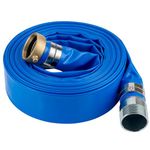 Eastrans 1.25" x 25' Water Discharge Hose with NPT Pin Lug and Nipple, Heavy Duty Reinforced PVC Pool Backwash Hose, Connect To Pump and Pipe Threaded Outlet, B06-SD0PL0M125-25