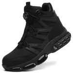 KOIFISH Safety Boots Men Women Air Cushion Safety Shoes High Top Work Boots Lightweight Work Shoes Steel Toe Cap Comfortable Black