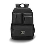 Gear Vintage Boxy 18"/26L Medium Faux Leather Water Resistant Laptop Backpack/Casual Bag/Daypack/Travel Backpack/College Backpack For Men/Women (Black - Black)