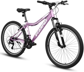 Ecarpat 24 Inch Mountain Bike, V Brakes 21 Speeds Women Mens Bike, Steel Frame and Suspension Fork, Adult and Teens Sport Bicycle for Urban Trail Snow Commuter Purple