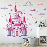 HaoFuJi Wall Sticker Castle Girl Decorative Wall Sticker Fairy Tale Castle Wall Decoration Children's Room Living Room Baby Room Wall Picture Children's Sticker Safari Wallpaper Self-Adhesive