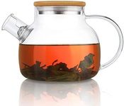 CnGlass Glass Teapot Stovetop Safe,30.4oz/900ml Clear Teapots with Removable Filter Spout,Teapot for Loose Leaf and Blooming Tea