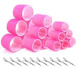 Thrilez Hair Rollers with Clips Self Grip Jumbo Include 63mm 44mm 35mm Hair Curlers for Long Medium Short Hair, Salon Hairdressing Rollers Tools for DIY Hair Styling (Rose Red)