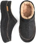 Zigzagger Men's Slip On Moccasin Slippers, Indoor/Outdoor Warm Fuzzy Comfy House Shoes, Fluffy Wide Loafer Slippers, Wool Black, 7-8 D(M) US